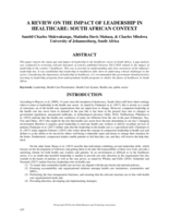 A review on the impact of leadership in healthcare : South African context