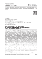 Determinants of savings in urban and rural households : Case of south Africa