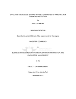 Effective knowledge sharing within communities of practice in a financial institution