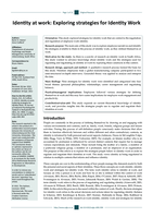 Identity at work : exploring strategies for identity work