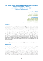 The Digital Divide and Higher Education Challenge with Emergency Online Learning: Analysis of Tweets in The Wake of The Covid-19 Lockdown