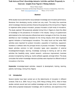 Node between firm’s knowledge-intensive activities and their propensity to innovate : insights from Nigeria’s Mining Industry