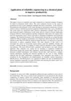Application of reliability engineering in a chemical plant to improve productivity