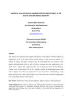 Empirical evaluation of china imports on employment in the South African textile industry