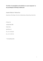 The effect of contemplation and meditation on ‘great compassion’ on the psychological well-being of adolescents