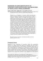 Barriers to implementation of construction innovation and measures of mitigating these barriers