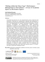 “Hiding within the glass cage” : performance management as surveillance—a case of academic spaces as resistance spaces
