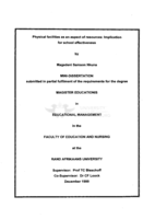 Physical facilities as an aspect of resources : implication for school effectiveness