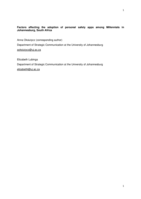 Factors affecting the adoption of personal safety apps among Millennials in Johannesburg, South Africa