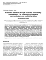 Customer retention through customer relationship management : the exploration of two-way communication and conflict handling