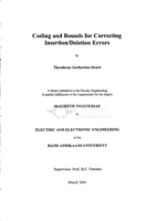 Coding and bounds for correcting insertion/deletion errors