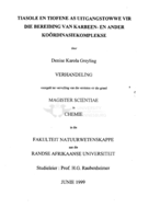 Tiasole en tiofene as uitgangstowwe vir die bereiding van karbeen- en ander koördinasiekomplekse