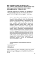 Factors influencing materials selection for housing projects in the Ghanaian construction industry : stakeholders' perspective