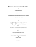 Determinants of household savings in South Africa