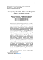 Investigating predictors of academic plagiarism among university students