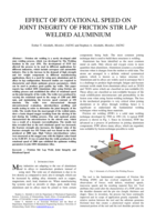 Effect of rotational speed on joint inegrity of friction stir lap welded aluminium