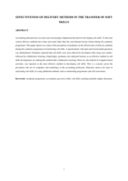 Effectiveness of delivery methods in the transfer of soft skills