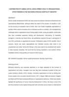 Contribution of human capital development (HCD) to organizational effectiveness in The Southern African Hospitality Industry