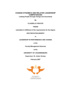 Change dynamics and related leadership competencies: leading people through change and uncertainty