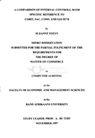 A comparison of internal controls, with specific reference to COBIT, SAC, COSO, and SAS 55/78