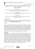 Challenges and Growth Trajectory of the Hospitality Industry in South Africa (1994-2020)