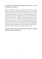 The management of South African landfills and waste pickers on them : impacting lives and livelihoods