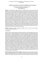 A qualitative assessment of the delivery of subsidised low income houses