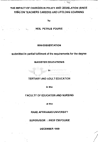 The impact of changes in policy and legislation (since 1994) on teachers careers and lifelong learning
