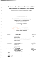 The immediate effect of chiropractic manipulation on the visual fields of individuals with asymptomatic cervical facet joint dysfunction at the atlanto-occipital joint complex