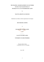 The training and development of lecturers within the framework of the relevant acts on higher education