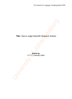 How to judge scientific research articles