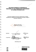 The effectiveness of chiropractic treatment in the conservative management of lateral epicondylitis