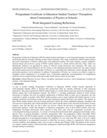 Postgraduate certificate in Education Student Teachers’ perceptions about communities of practice at schools : work integrated learning reflections