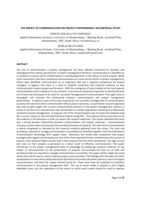 The impact of communication on project performance : an empirical study