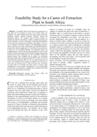 Feasibility study for a castor oil extraction plant in South Africa