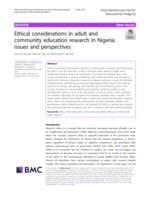 Ethical considerations in adult and community education research in Nigeria : issues and perspectives