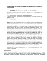 The response of typical South African raw waters to enhanced coagulation