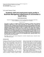Academic staff and employment equity profile in Business Management departments at universities in South Africa