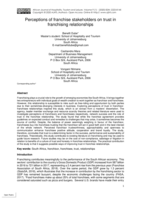 Perceptions of franchise stakeholders on trust in franchising relationships