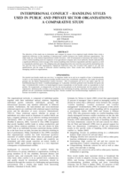Interpersonal conflict - handling styles used in public and private sector organisations: a comparative study.