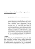 Alkaline solidification of gold mine tailings for production of lightweight masonry blocks