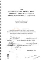 The validity of the sacral base pressure test in detecting sacroiliac joint dysfunction