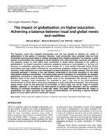 The impact of globalisation on higher education : achieving a balance between local and global needs and realities.