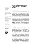 Improving brand linkage effectiveness : customer ratings