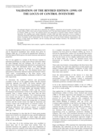 Validation of the revised edition (1995) of the locus of control inventory.
