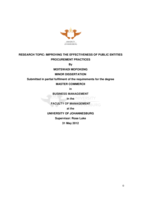 Improving the effectiveness of public entities procurement practices