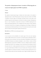 The paradox of disparagement humor : an analysis of WhatsApp jokes on women in the fight against the COVID-19 pandemic