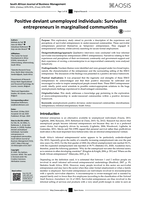 Positive deviant unemployed individuals : Survivalist entrepreneurs in marginalised communities