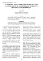 Factors that affect the retention of managerial and special staff: an exploratory study of an employee commitment model.