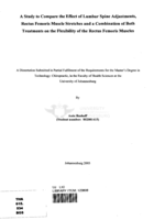 A study to compare the effect of lumbar spine adjustments, rectus femoris muscle stretches and a combination of both treatments on the flexibility of the rectus femoris muscles
